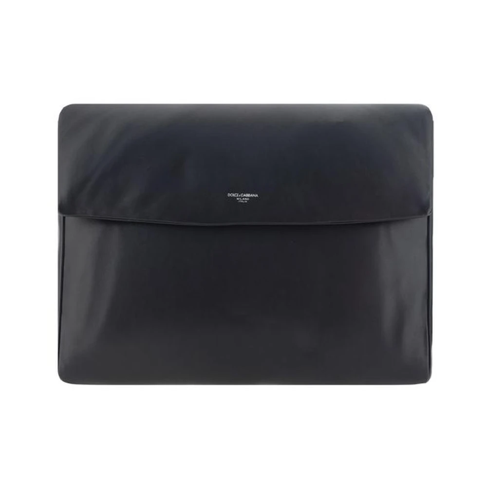 Dolce & Gabbana Leren schoudertas met magnetische sluiting Black Heren