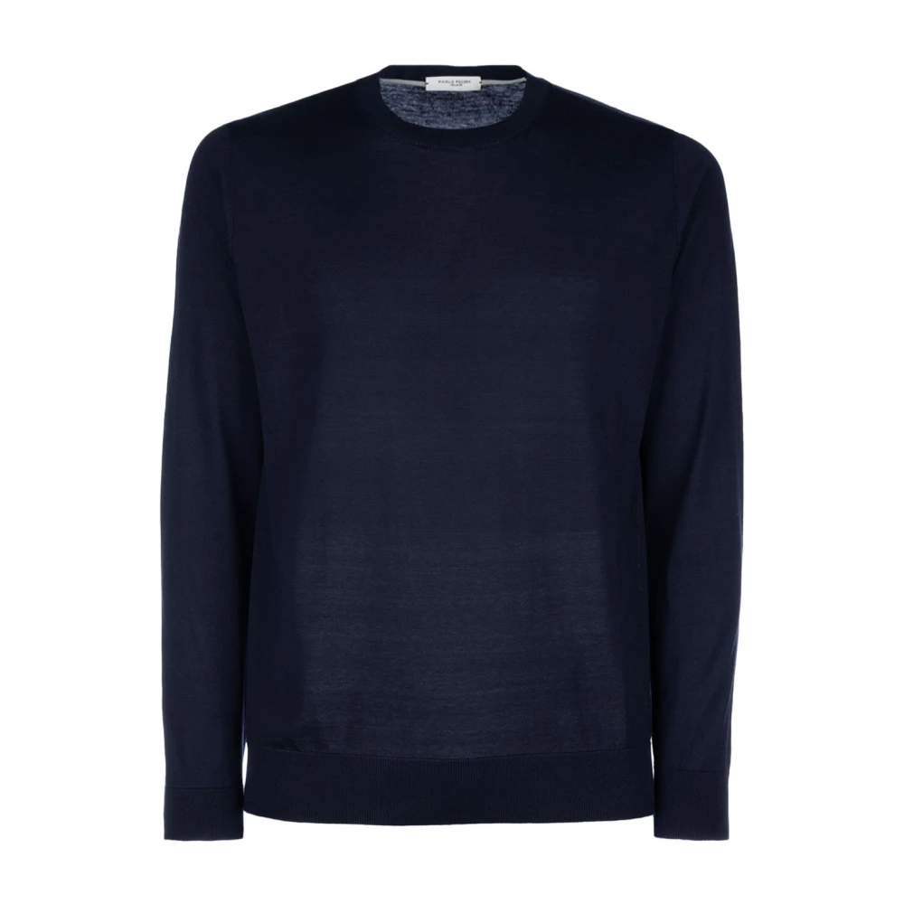 Paolo Pecora Men's Blue Round-Neck Knitwear, L, Crewneck Jumper