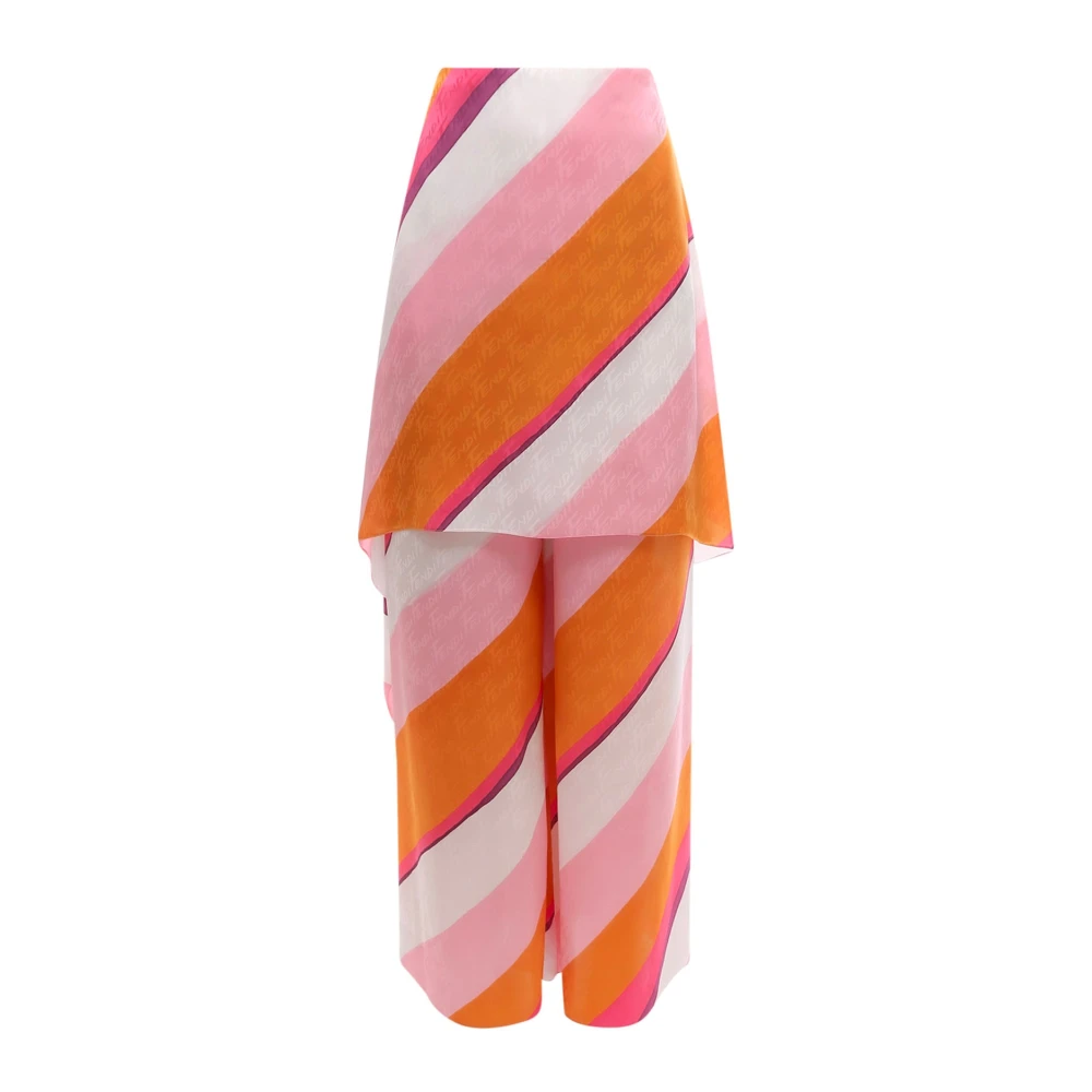 Fendi , Wide Trousers, Female, Multicolor, S, Ff Color-Block Draped Trousers