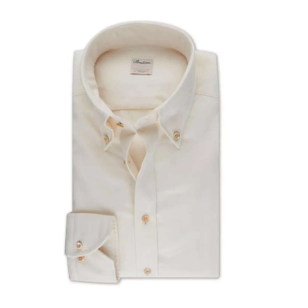 Stenströms Flanellen Overhemd Klassieke Stijl Beige Heren
