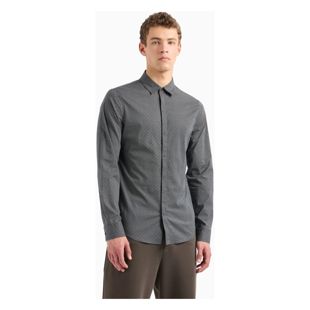 Armani Exchange Stijlvol Overhemd Blue Heren