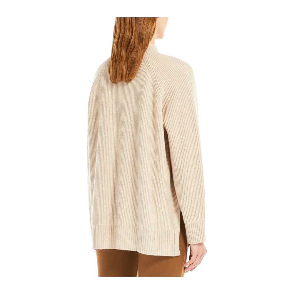 Max Mara Beige Wollen Coltrui met Engelse Ribbel Beige Dames