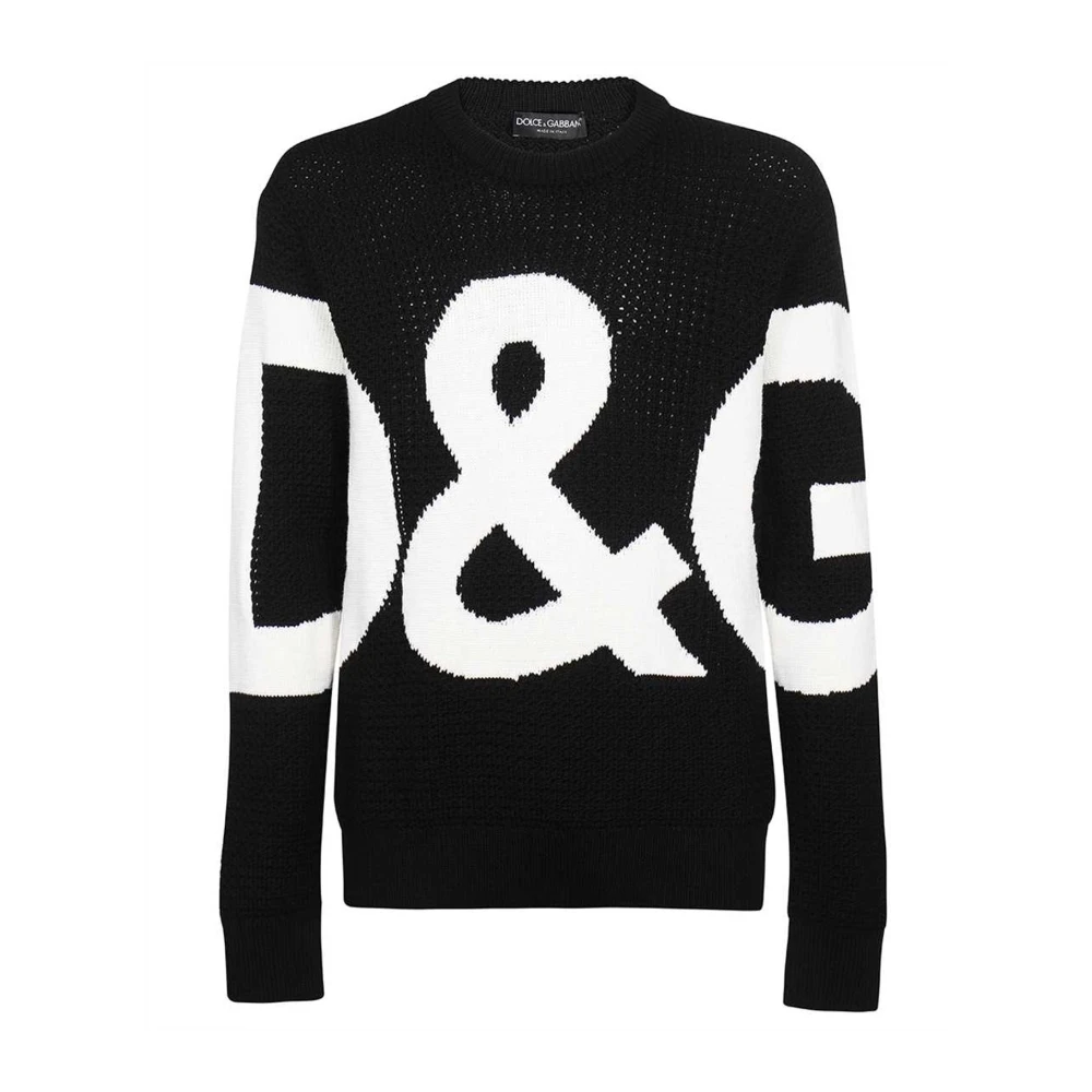 Dolce & Gabbana Logo Trui 100% Wol Gemaakt in Italië Black Heren