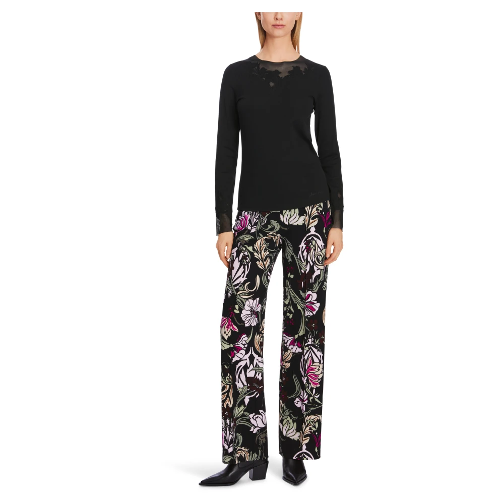 Marc Cain Bloemenkant T-shirt Black Dames