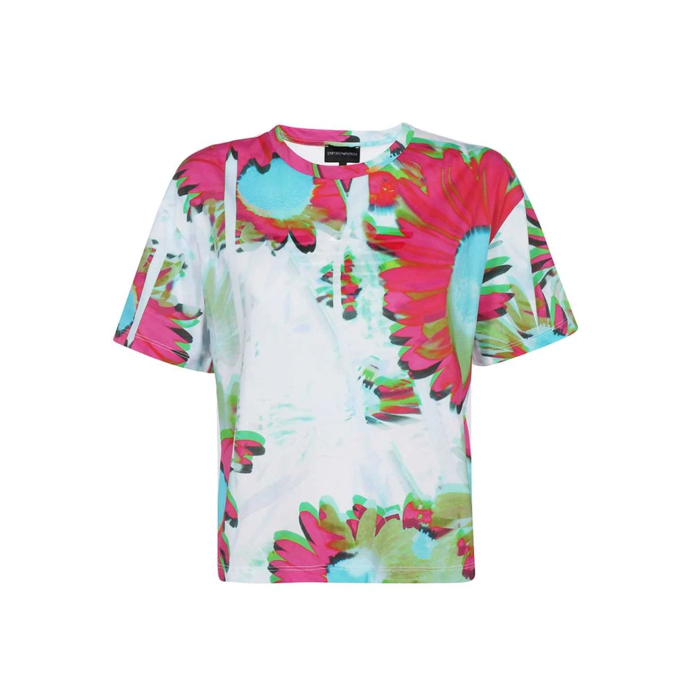 Emporio Armani Katoenen T-shirt met Bloemenprint Multicolor Dames