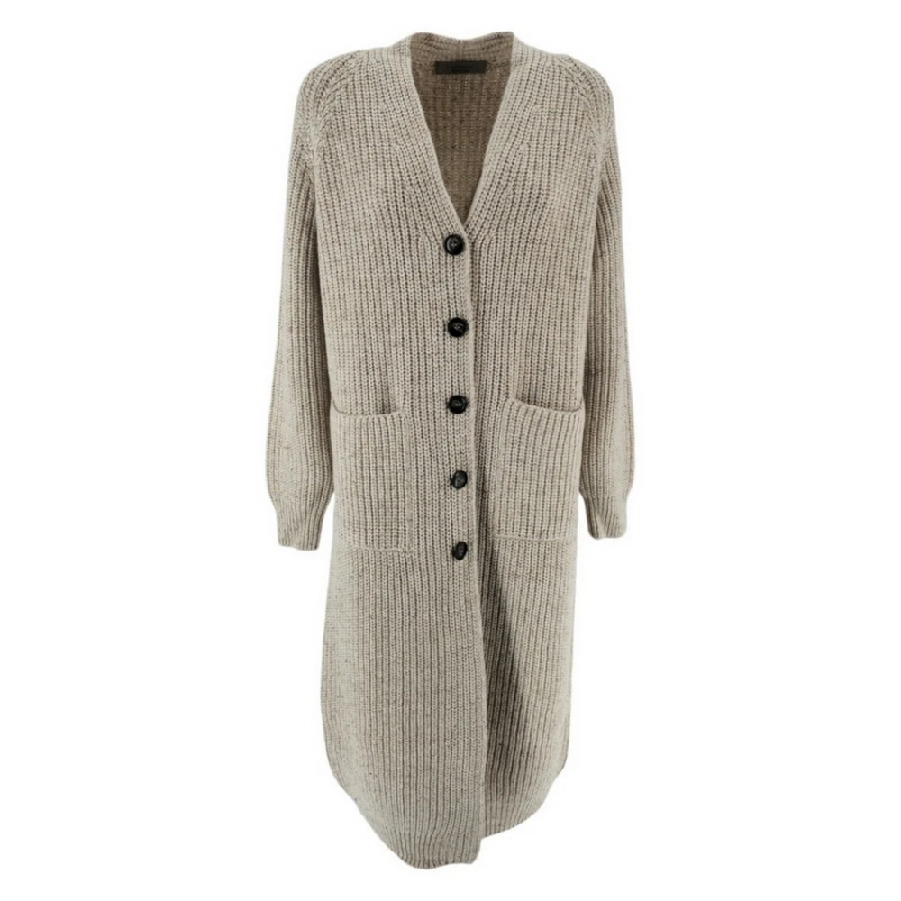 D.Exterior Lang Zand Cardigan Sweater Beige Dames