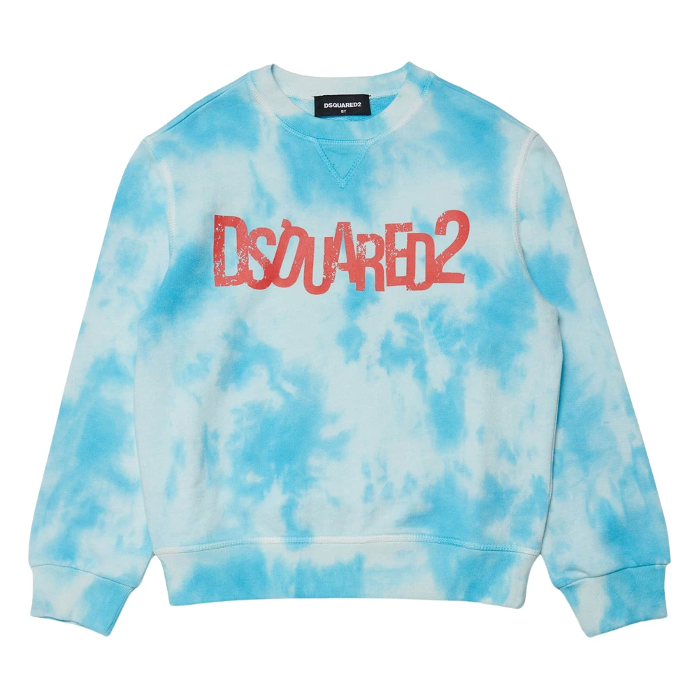 Dsquared2 Blue Tie-Dye Logo Sweatshirt - Unisex - Kids Sweatshirts - 12 Y - Kids