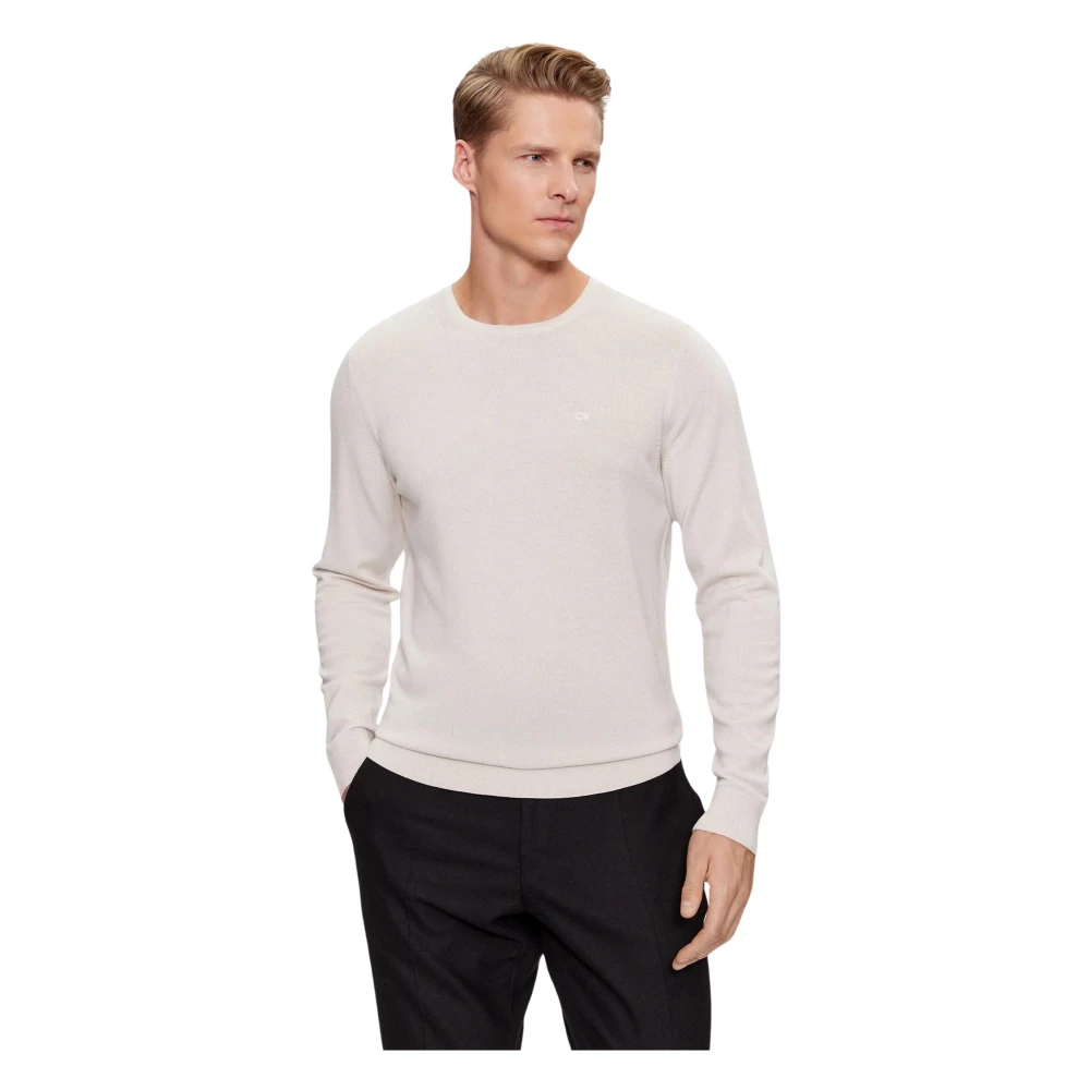 Calvin Klein Beige Merino Wol Trui Beige Heren