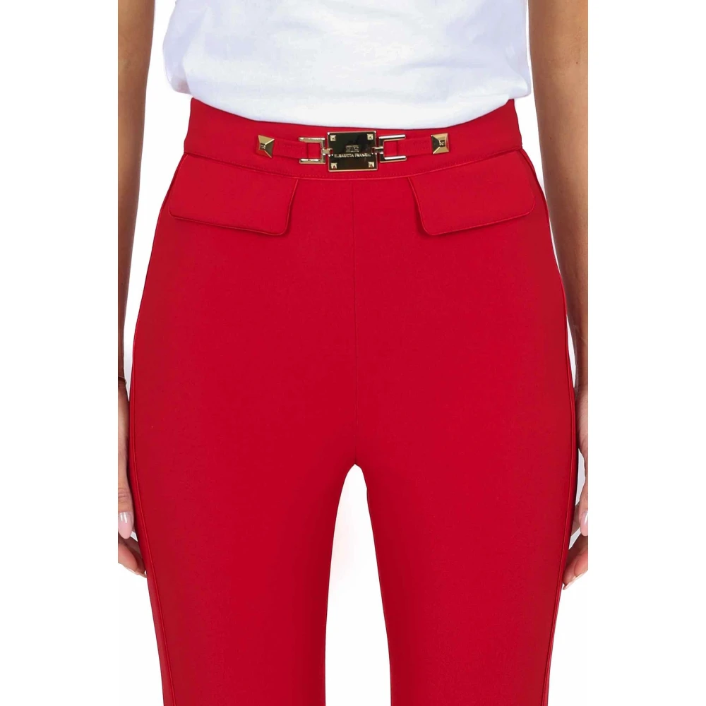 Elisabetta Franchi Rode Stretch Crepe Cigaretbroek Red Dames