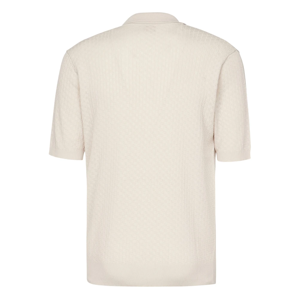 Eleventy Sand Katoenen Poloshirt Korte Mouwen Beige Heren