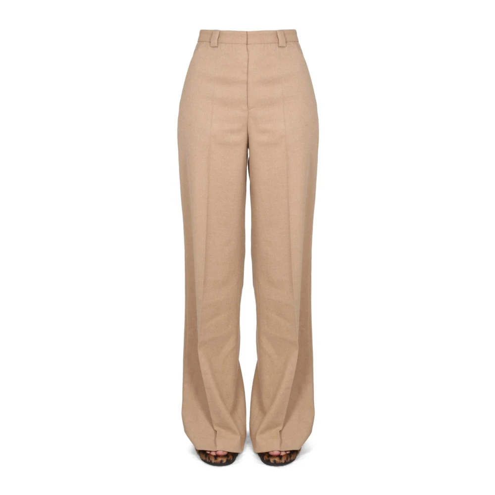 Red Valentino Beige Wide Trousers, Female, S, Wide-Leg Wool Blend Trousers