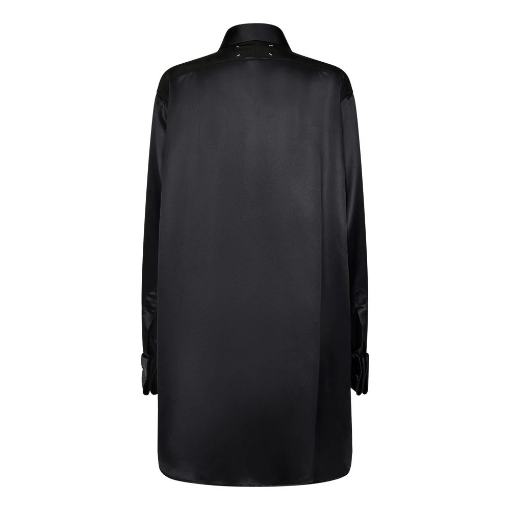 Maison Margiela Zwarte Zijden Overhemd Elegante Moeder-van-Parel Knopen Black Dames