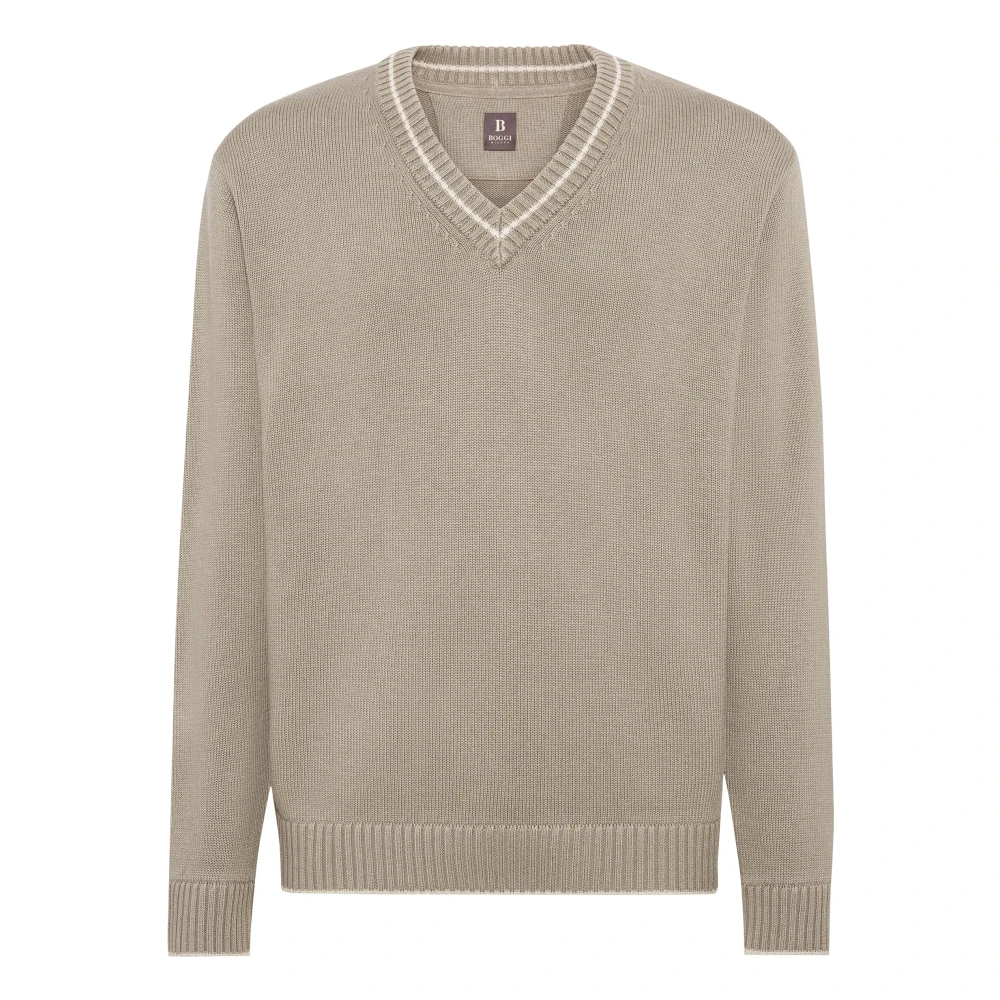 Boggi Milano V-hals Jumper Beige Heren