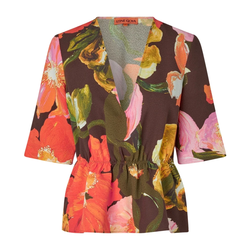 Stine Goya Bloemen Peplum Top met V-halslijn Multicolor Dames