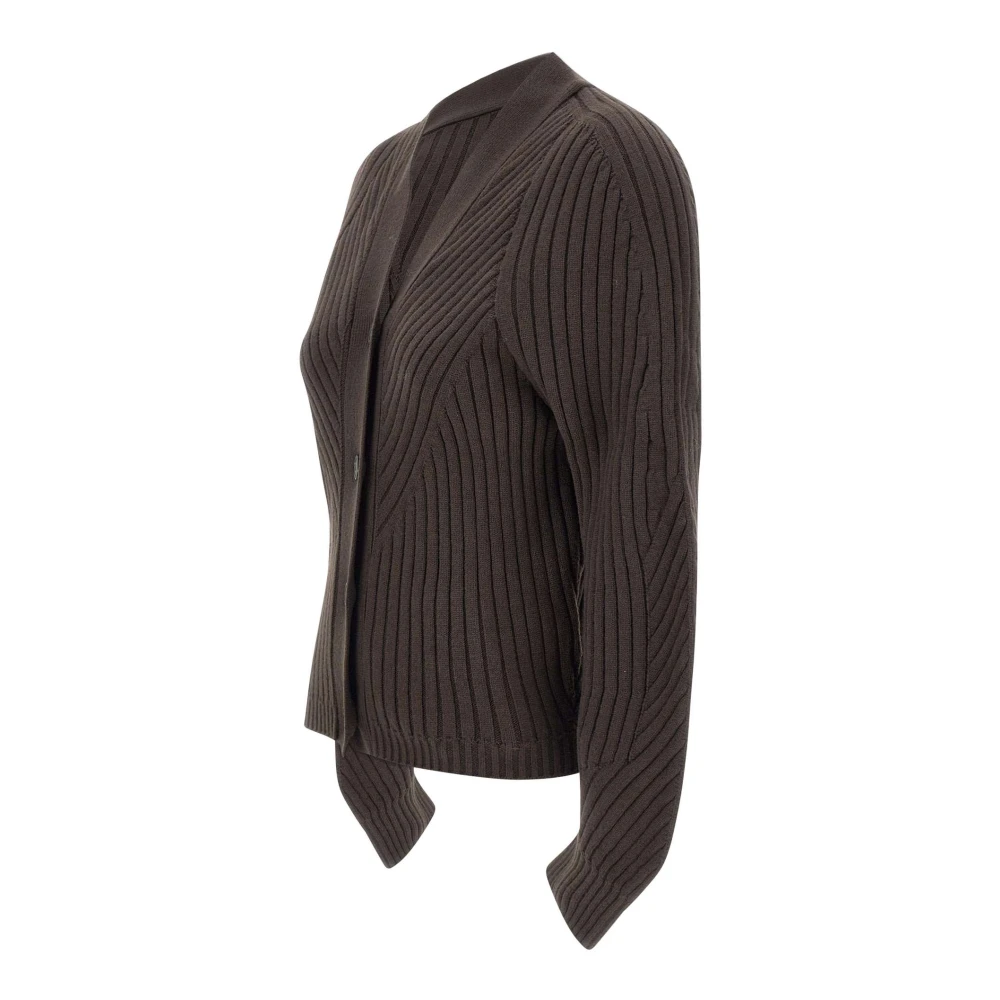 LOW Classic Bruine Wollen Blend Cardigan Sweater Brown Dames