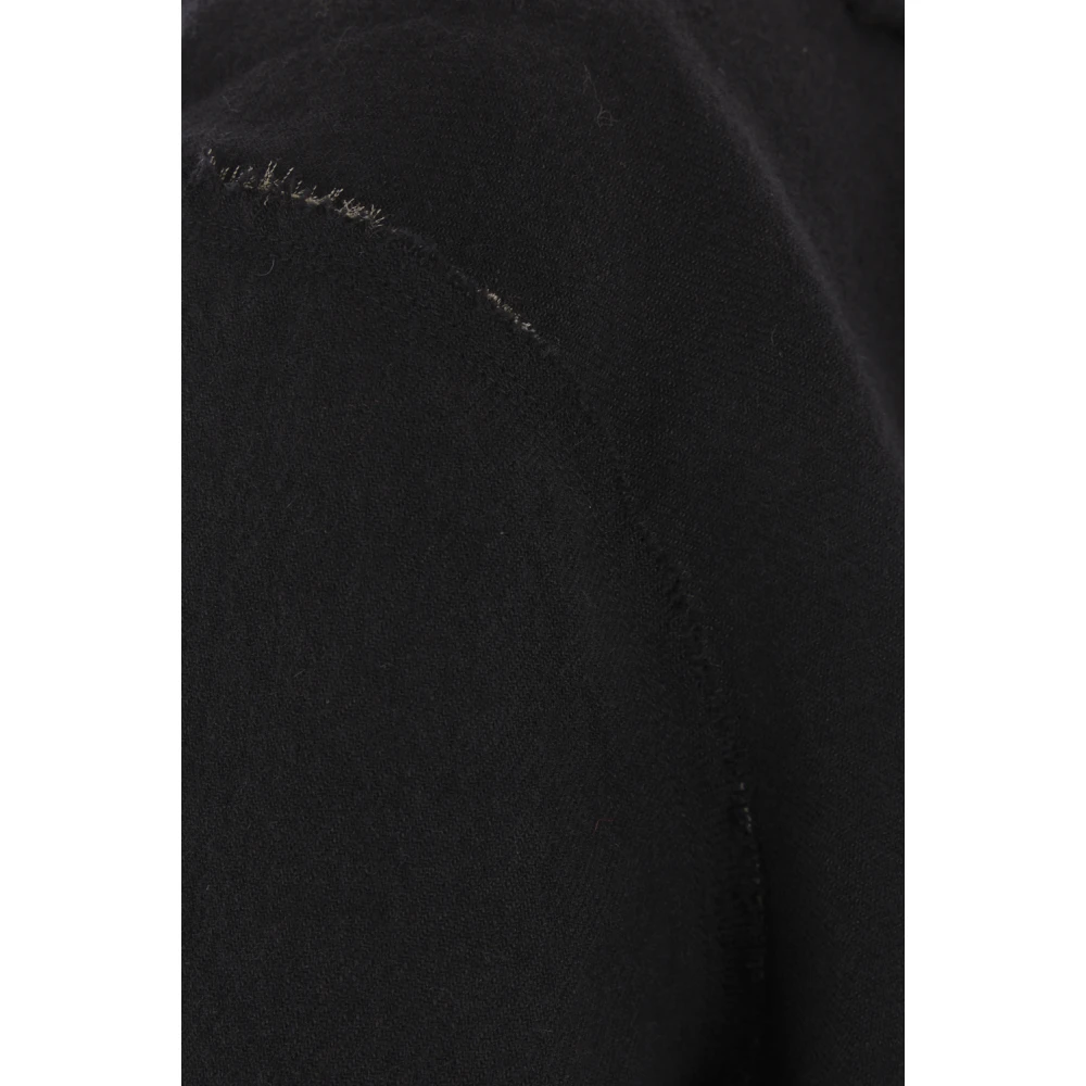 Ziggy Chen Zwart wollen en linnen jas Black Heren