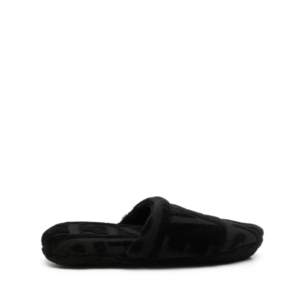 Versace Allover Towel Slippers - Male - Slippers - Black - Xl - Shoes