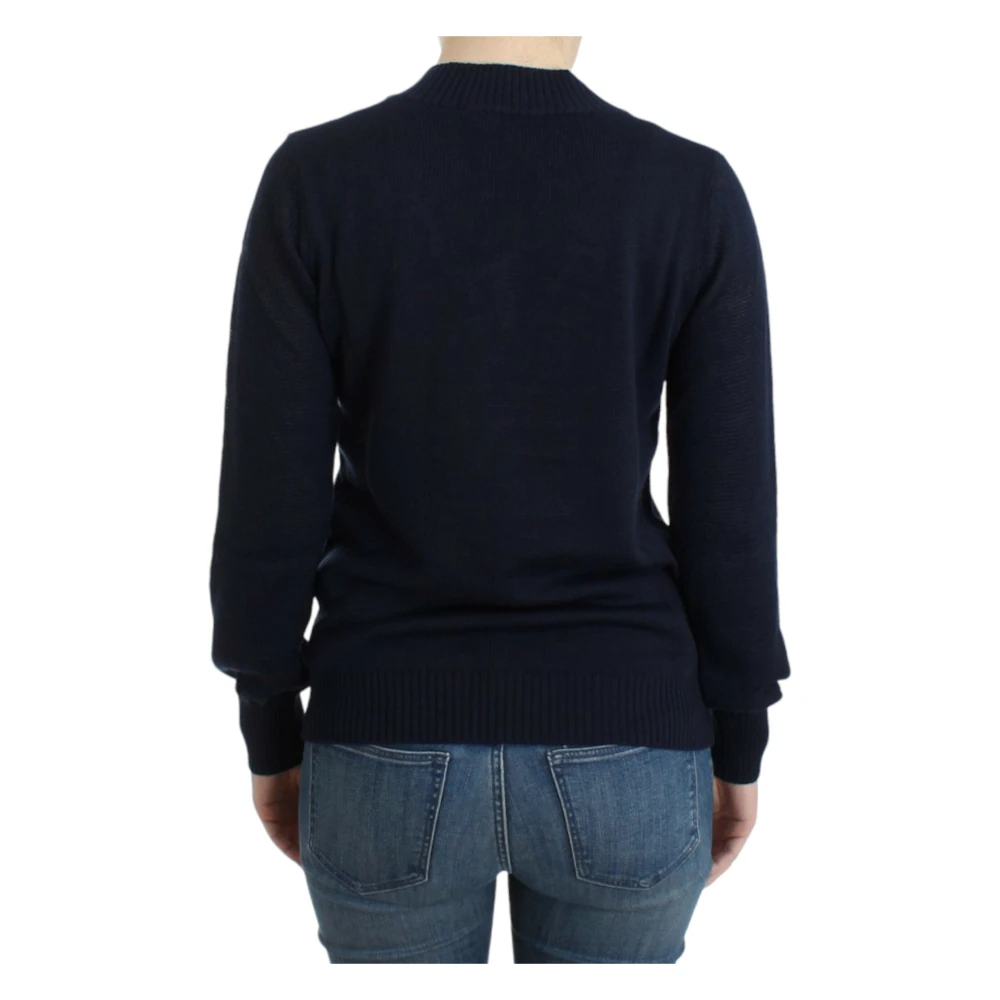 Costume National Elegante V-hals Trui in Donkerblauw Blue Dames