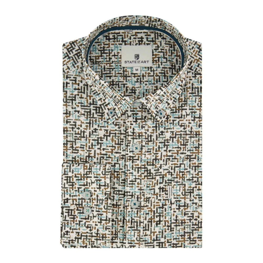 State of Art Casual Blauw Overhemd Blue Heren