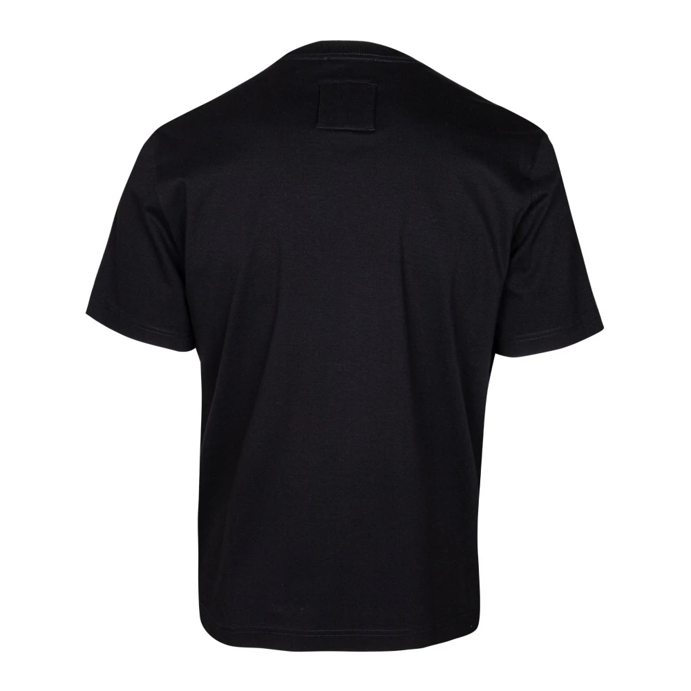 Lanvin Geborduurd Logo Zwarte Denim T-shirt Black Heren