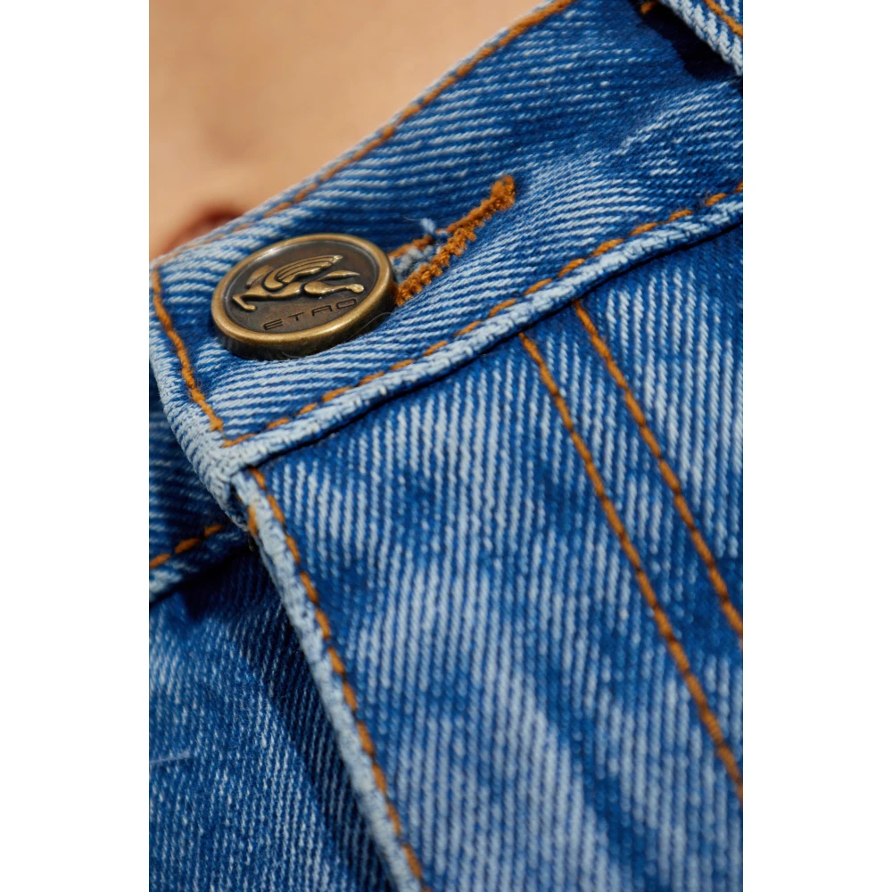 ETRO Denim shorts met vintage effect Blue Dames