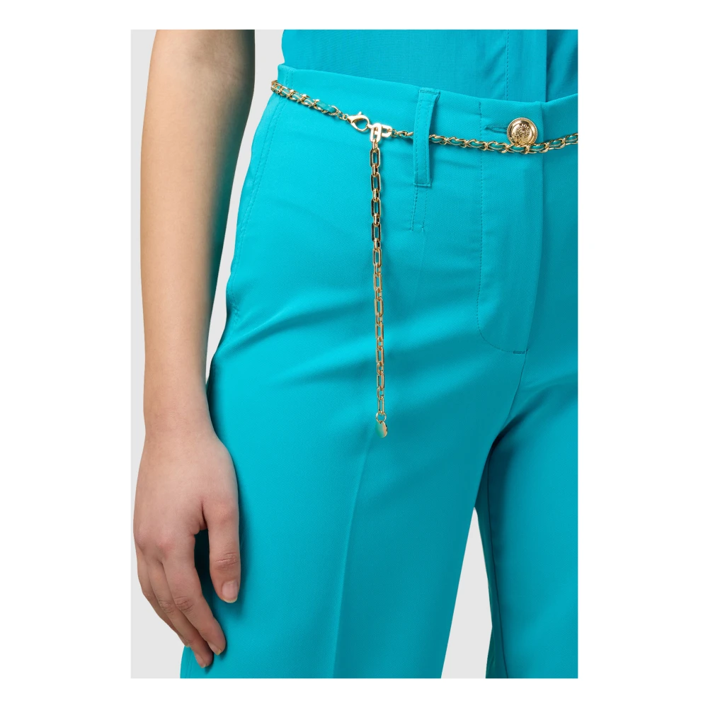Oltre Flare Broek van Technische Stof Blue Dames