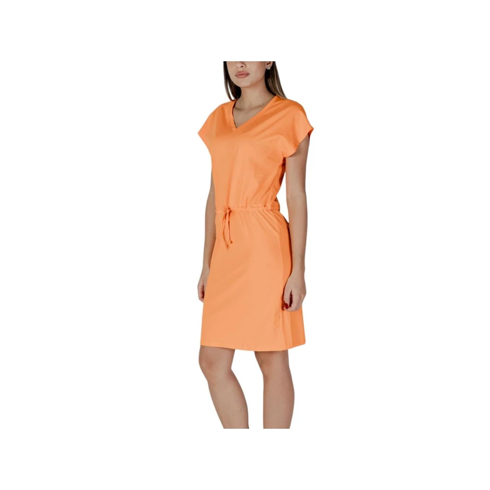 b.Young Oranje Katoenen Mini Jurk Damesmode Orange Dames