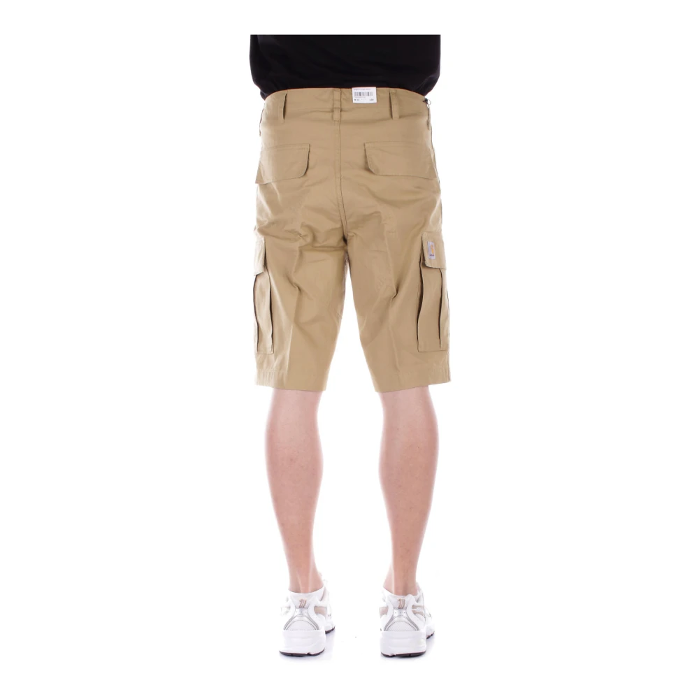 Carhartt WIP Donkergele Shorts Logo Zijkant Knoop Rits Yellow Heren