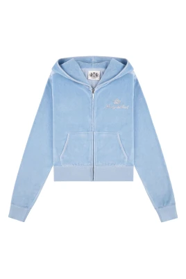 Script Velour Zip Hoodie