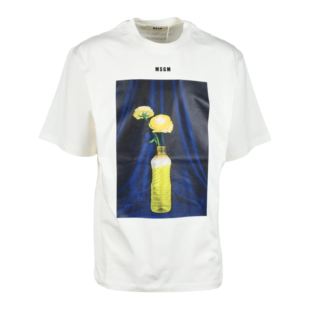 Msgm Katoenen T-shirt met unieke stijl White Heren