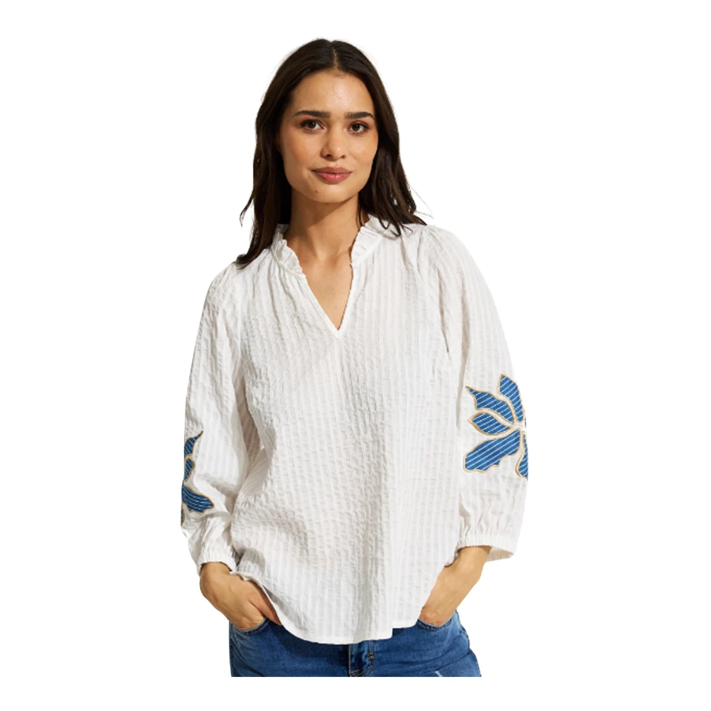IN Front Vrouwelijke Bonni Blouse met V-Hals White Dames