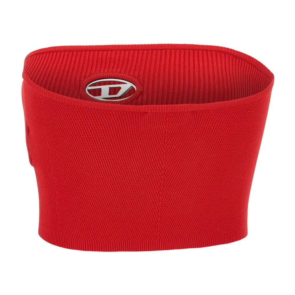 Diesel Rode Bandeau Top met Metalen Logo Red Dames