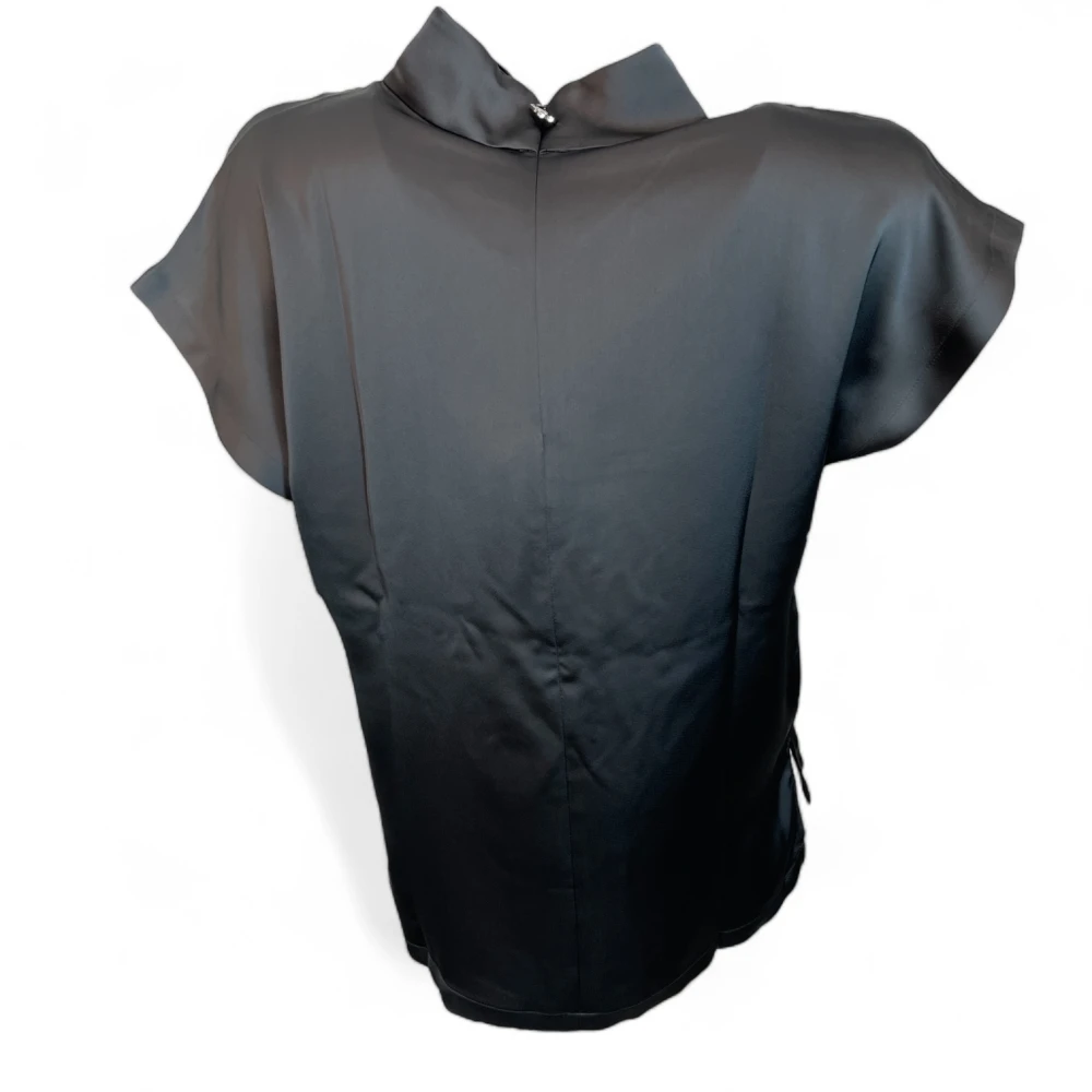 Hugo Boss Satin Top met Opstaande Kraag Black Dames