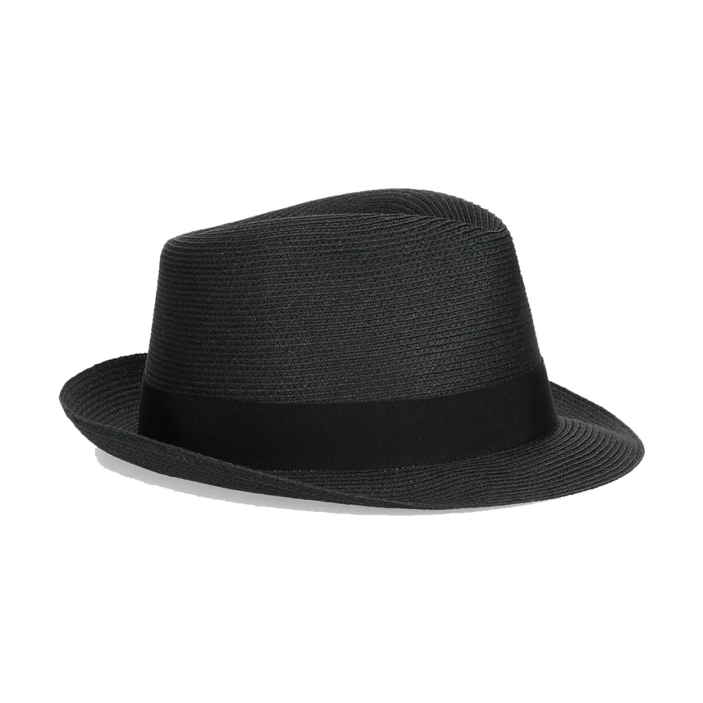 Borsalino Zwarte brede rand strohoed Black Heren