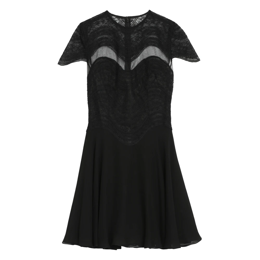 Costarellos Zijden Georgette Kant Jurk Black Dames