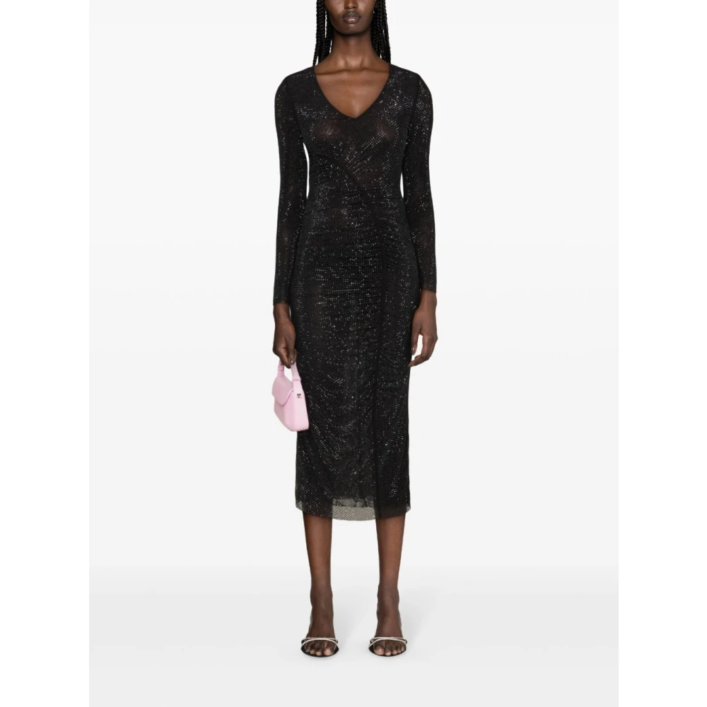 Self Portrait Zwarte Jurk met Str Steentjes Black Dames