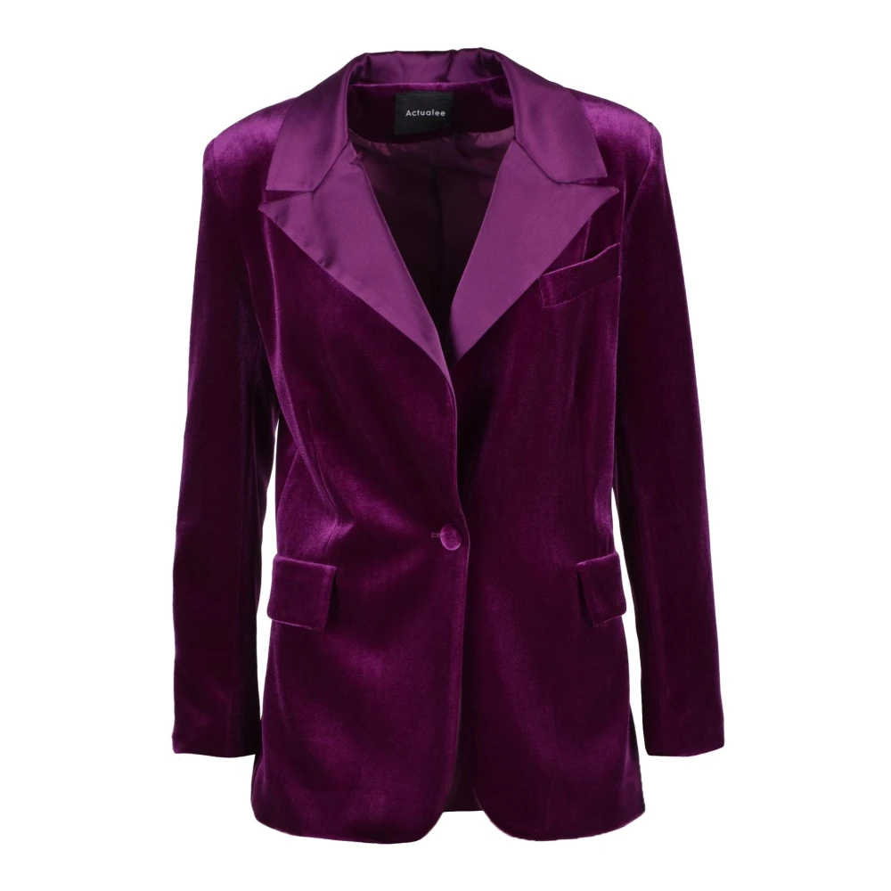 Actualee Stijlvolle Jas in Polyester Elastaan Mix Purple Dames