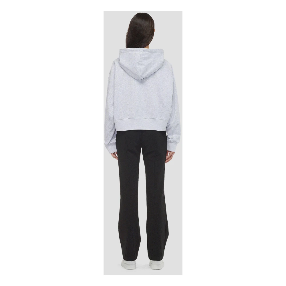 MCM Essential Logo Patch Cropped Hoodie Gray Dames