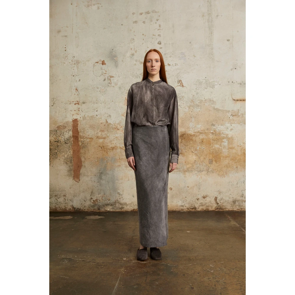 Cortana Park lila zijden overhemd Gray Dames