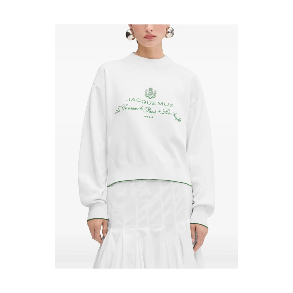 Jacquemus Witte Crew Neck Sweater Lange Mouwen White Dames