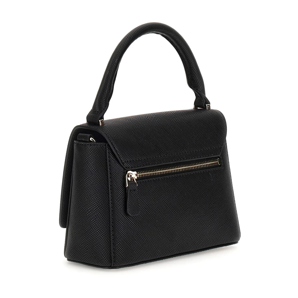 Guess Kleine Zwarte Satchel Tas met Rits Black Dames
