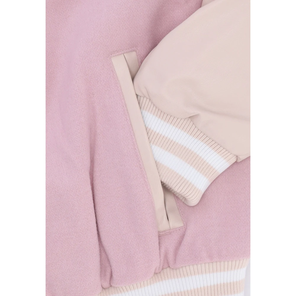 Karl Kani Retro Patch Star Logo College Jacket Pink Dames
