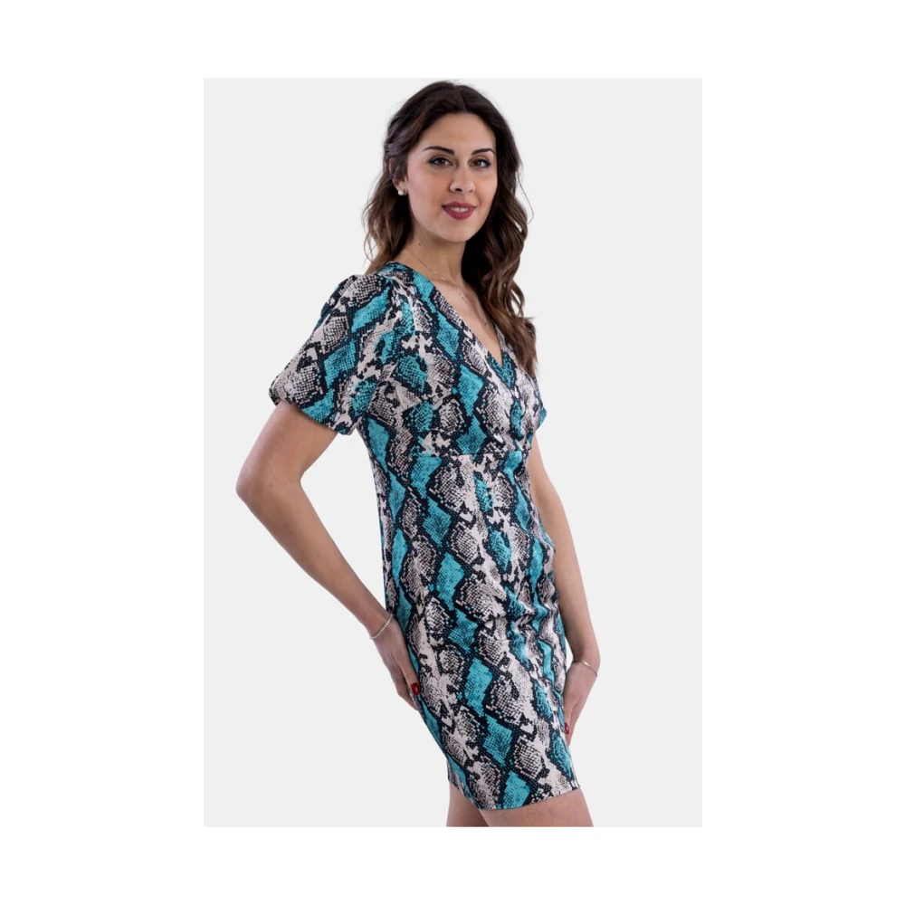Fracomina Minijurk met dierenprint en ballonmouwen Multicolor Dames