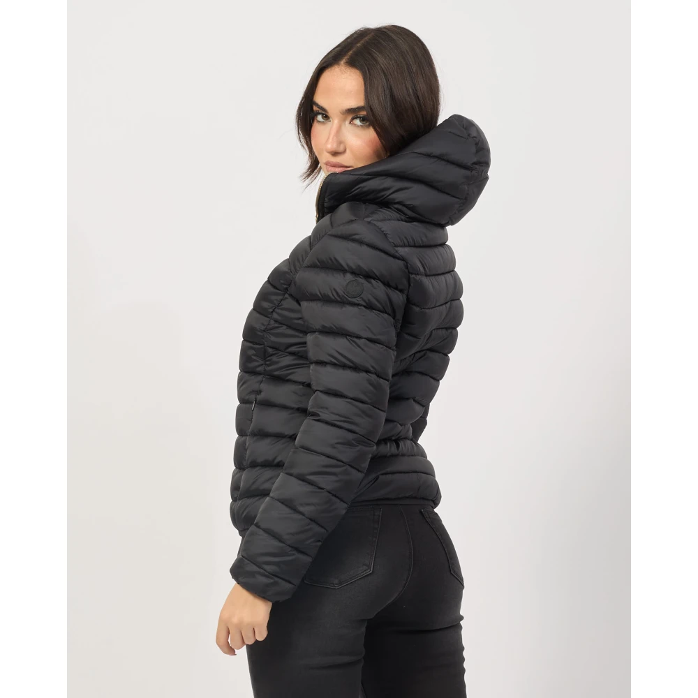 Save The Duck Zwarte Daisy Gewatteerde Jas met Capuchon Black Dames