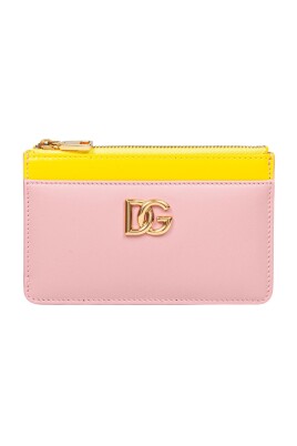 pink-yellow-leather-card-holder-metal-logo
