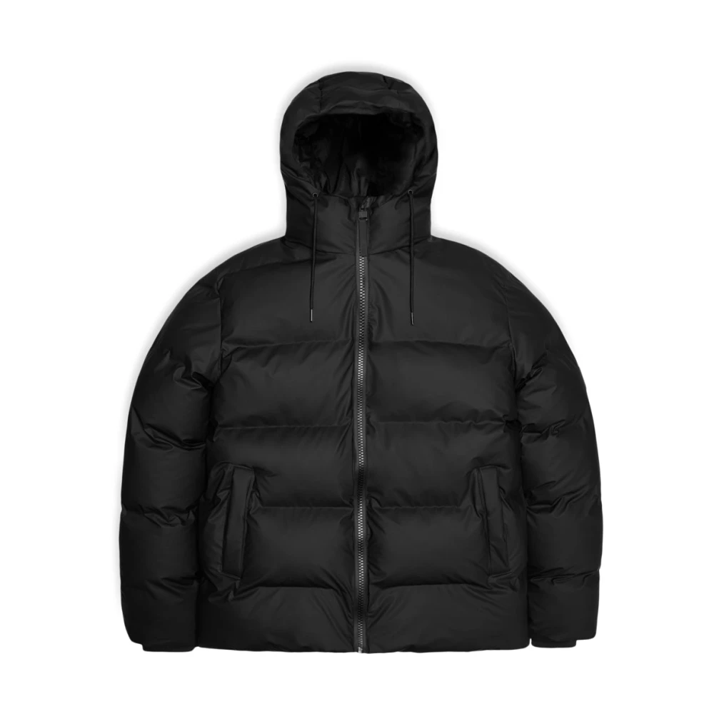 Rains Donna Nero Giubbotto Puffer Impermeabile