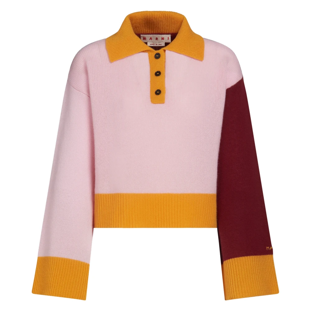 Marni Cashmere Colourblock Polo Sweater Multicolor Dames