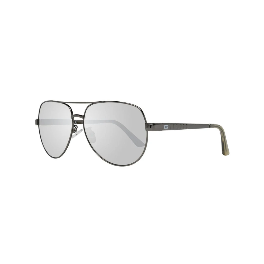 Guess Men's Gray Gunmetal Aviator Sunglasses With Mirrored Lenses