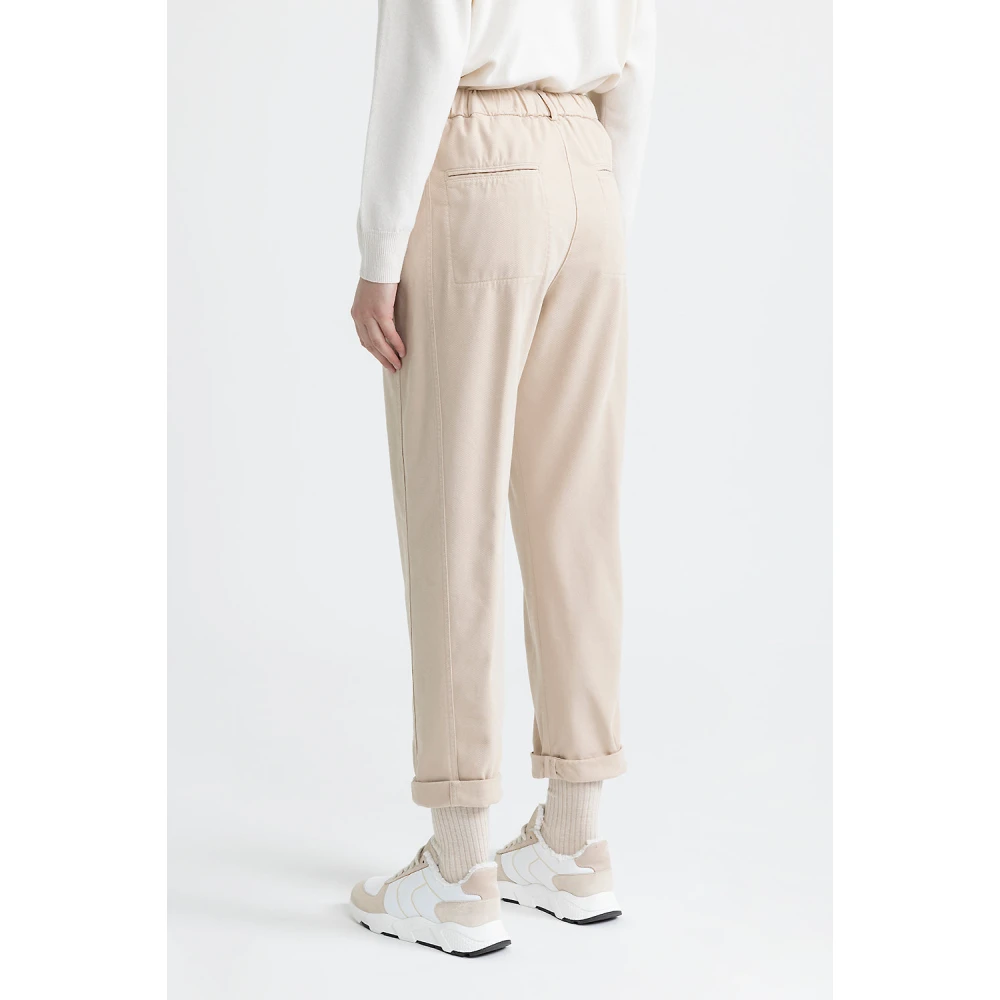 PESERICO Katoenen gabardine wortelbroek Beige Dames