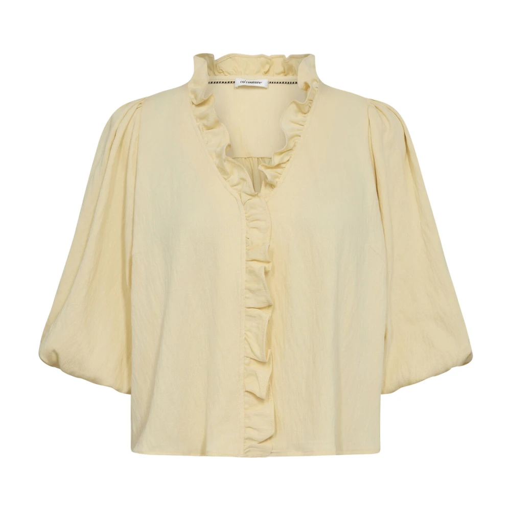 Co'Couture Feminine Suedacc Puff Mouw Blouse Yellow Dames